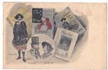Polaire Willy et Colette avec les couvertures des Claudine 1903 Carte postale publicitaire 9 x 14 cm Collection Frédéric Maget DR