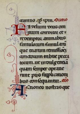 Delightful delicate penwork Book of Hours leaf Italy c 1460 330 Littera Scripta