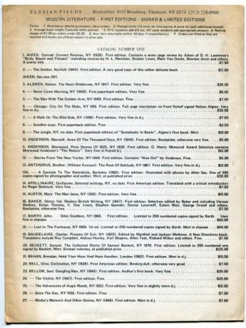 Articles elysian fields catalog number one elmhurst new york circa 1975