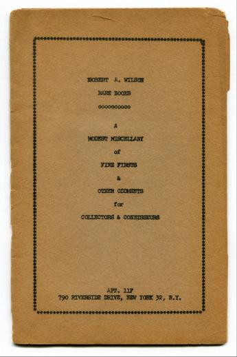 Articles robert a wilson rare books catalogue one new york 1961