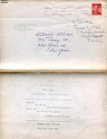 Articles the asphodel book shop catalogue number 1 cleveland ohio 1963